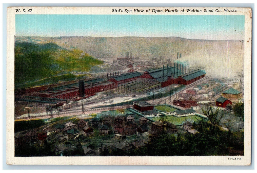 c1920's Bird's Eye View of Open Hearth of Weirton Steel Co. Works WV Postcard