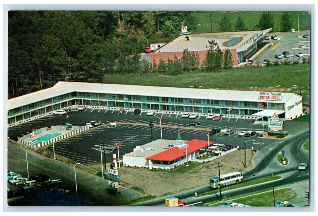 c1960 Aerial Towne House Motor Lodge Ultimate Northampton Massachusetts Postcard