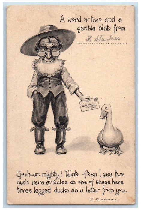 1921 Old Man Three Legged Duck Gibson Louisiana Missouri MO Vintage Postcard
