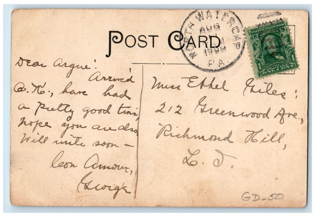 1908 Rineharts Outlook Del. Water Gap Pennsylvania PA Antique Postcard