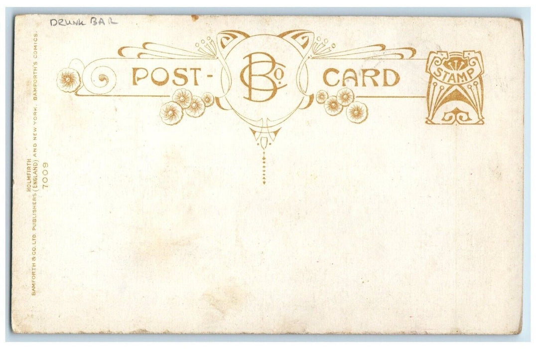 c1910's Man Drunk Bar Cigar Red Nose Humor Bamforth Unposted Antique Postcard
