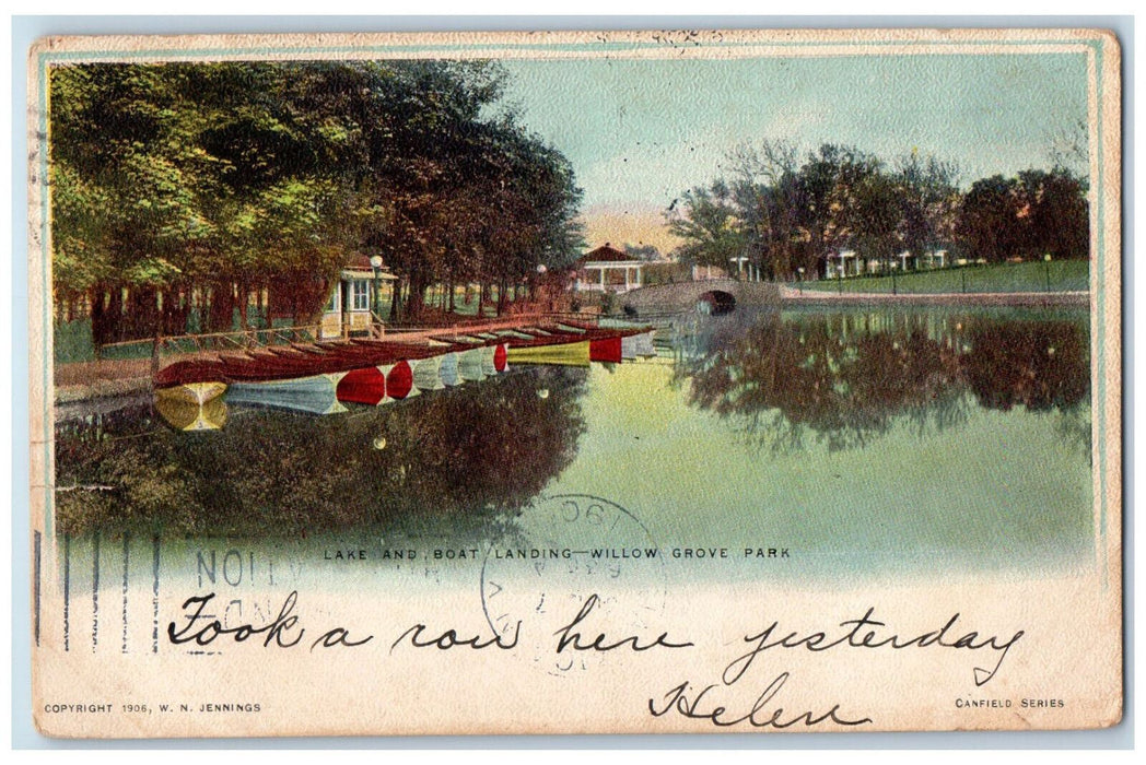 1906 Lake and Boat Landing Willow Grove Park Philadelphia PA Postcard