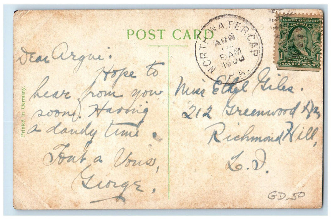1908 Caldeno Falls Delaware Water Gap Monroe County Pennsylvania PA Postcard