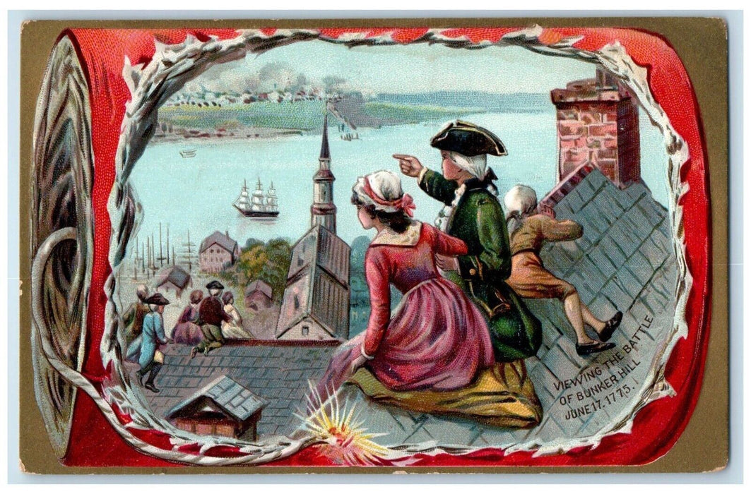 1914 Children Viewing The Battle Of Bunker Hill Tuck's Posted Antique Postcard