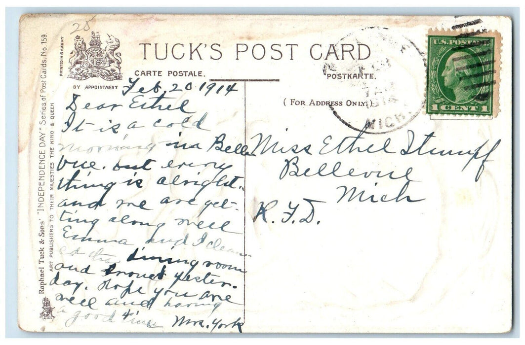 1914 Children Viewing The Battle Of Bunker Hill Tuck's Posted Antique Postcard