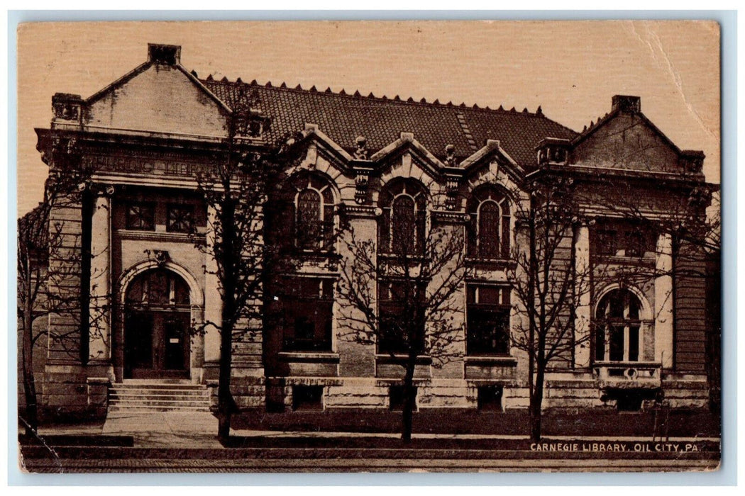 1909 Carnegie Library Oil City Pennsylvania PA Antique Posted Postcard