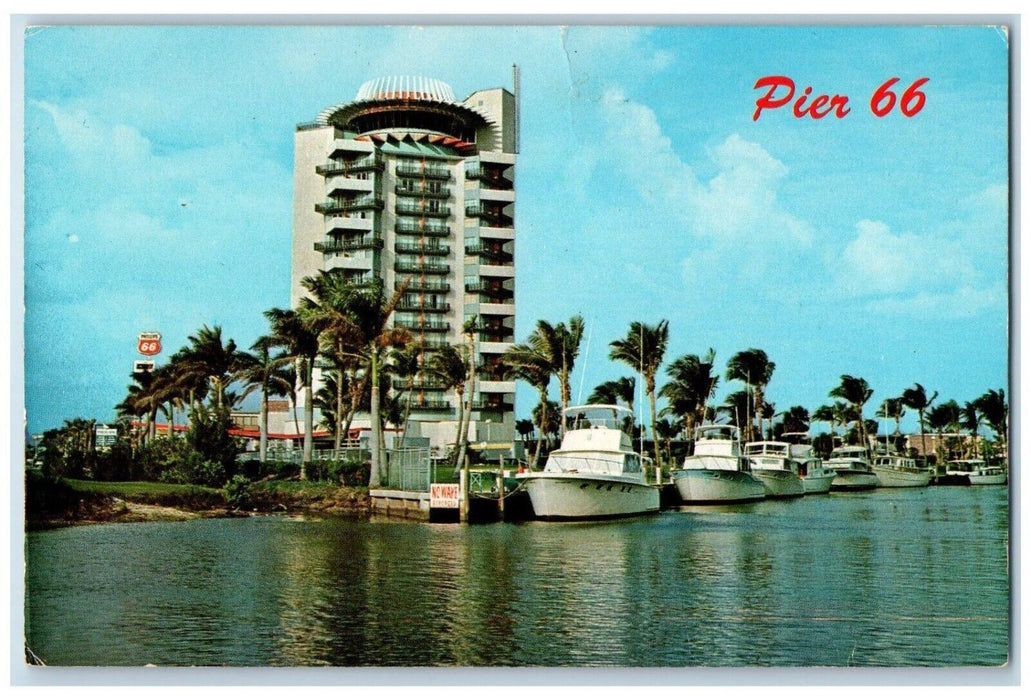 c1960 Pier 66 Motor Hotel Pier Top Lounge Waterway Lauderdale Florida Postcard