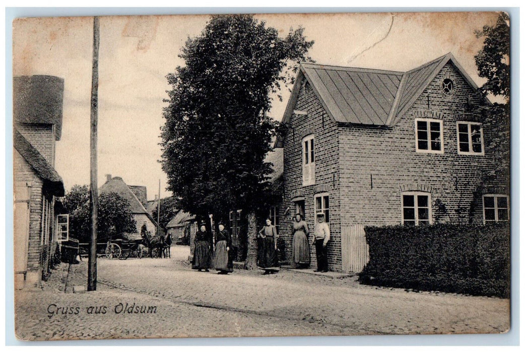 1911 Gruss Aus (Greetings from) Oldsum Föhr Germany Antique Postcard