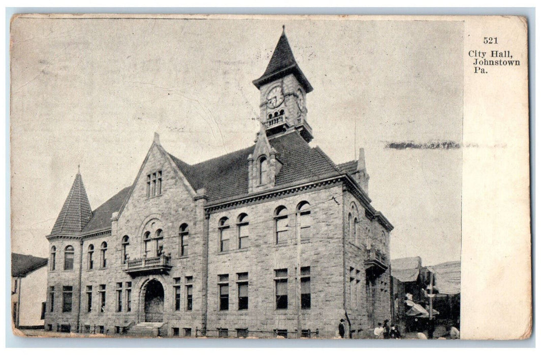 1910 City Hall Johnstown Pennsylvania PA Antique Posted Nathan's Postcard