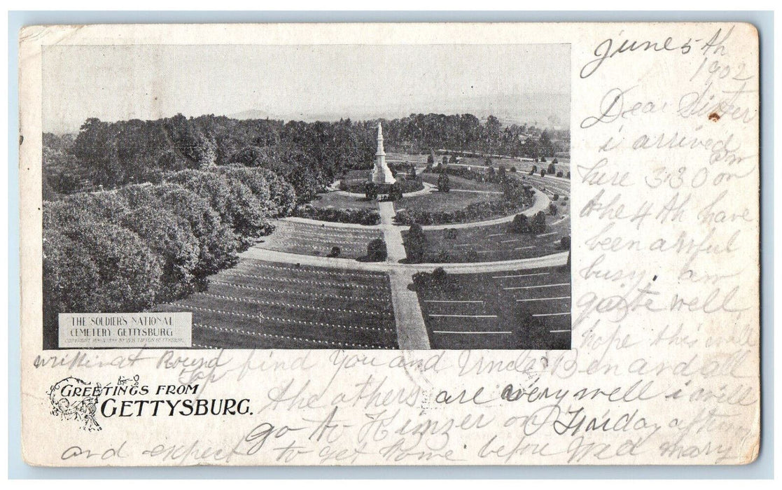 1902 The Soldier's National Cemetery Greetings from Gettysburg PA PMC Postcard