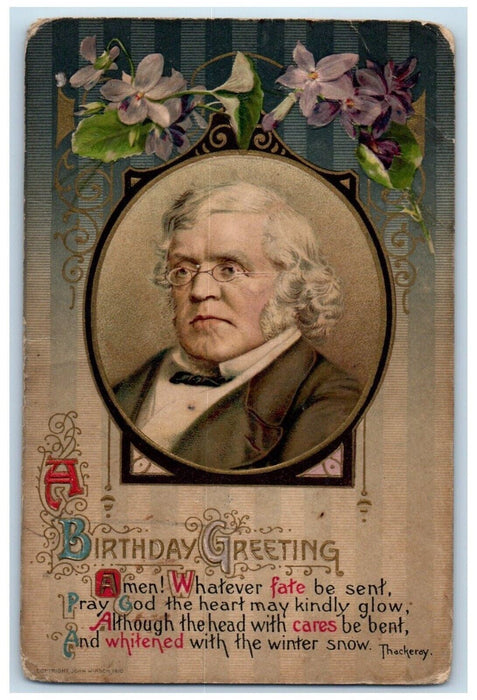 c1910's Birthday Greeting Thackeray Flower John Winsch Artist Signed Postcard