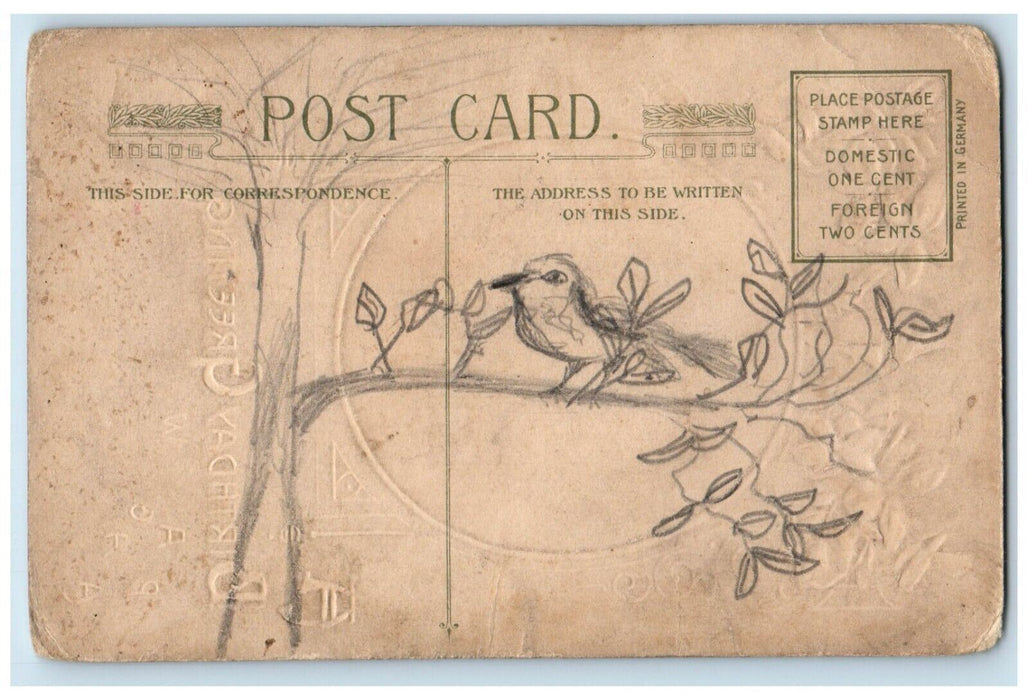 c1910's Birthday Greeting Thackeray Flower John Winsch Artist Signed Postcard