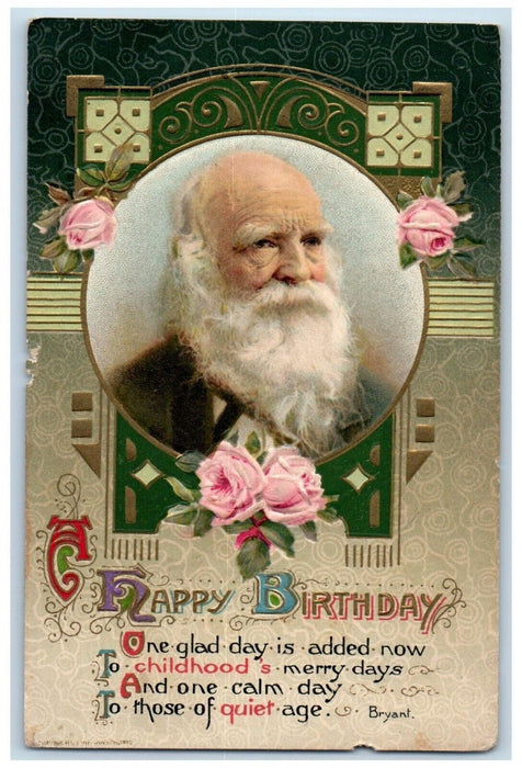 1914 Birthday Greeting Bryant Flowers John Winsch Artist Signed Posted Postcard