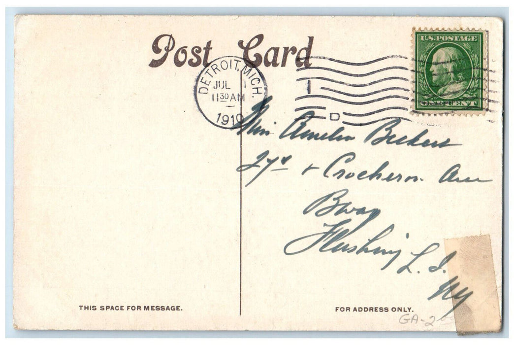 1910 Tashmoo Excursion Steamers Detroit Michigan MI Antique Posted Postcard