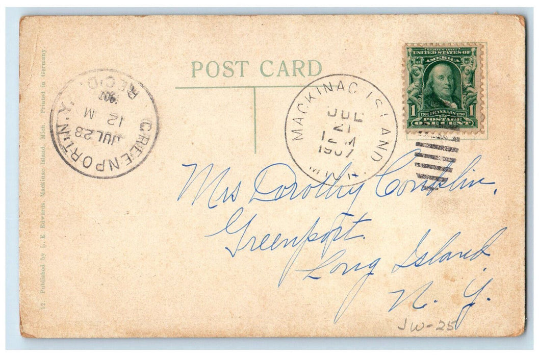 1907 Mackinac Island Docks and Village from Bluff MI Greenport NY Postcard
