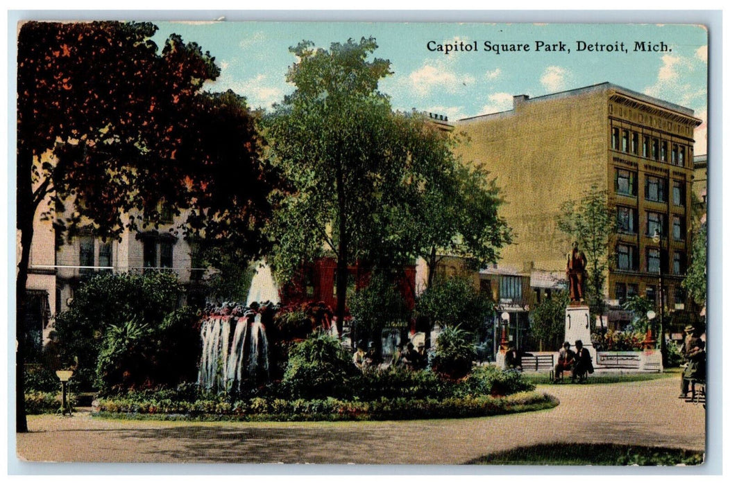 c1910 Scene at Capitol Square Detroit Michigan MI Unposted Antique Postcard