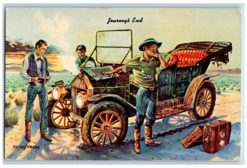 c1940's Journeys End Cowboys Gun Car Reedstrom Unposted Vintage Postcard