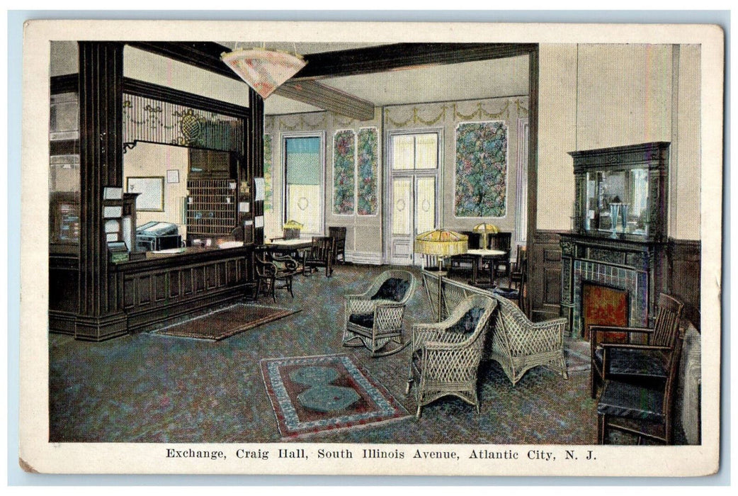 c1920's Interior Exchange Craig Hall Atlantic City New Jersey NJ Postcard