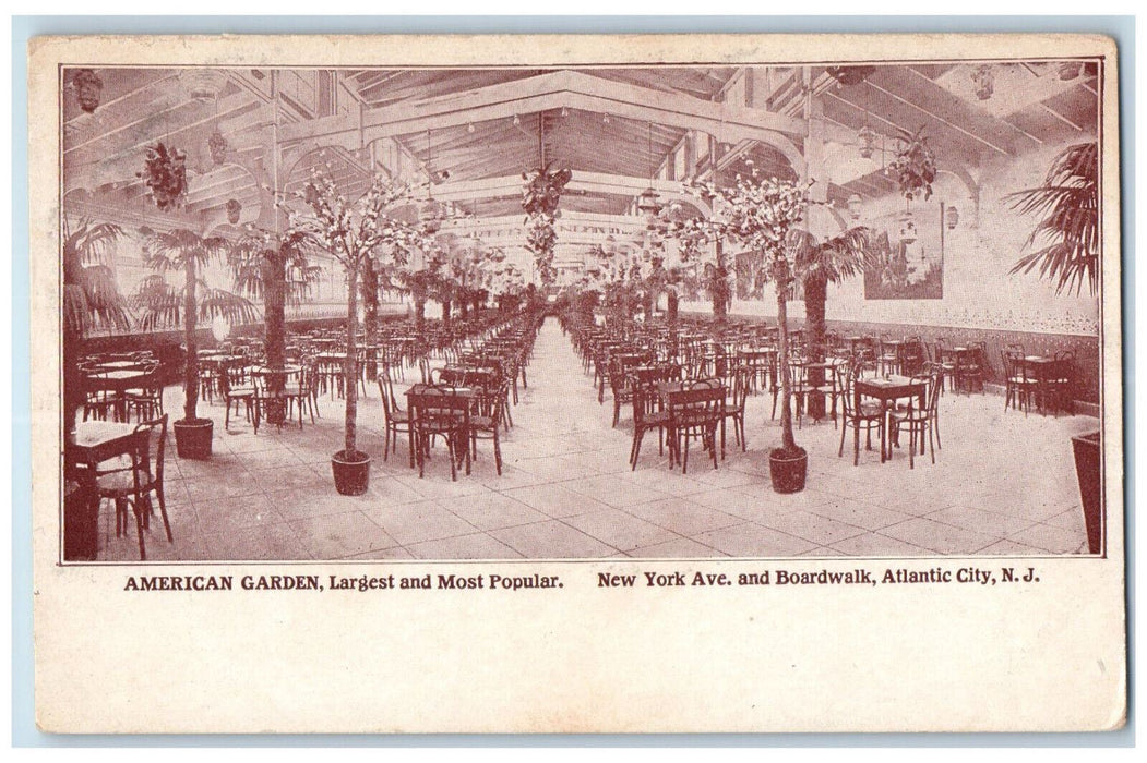 c1905 American Garden Dining Area Boardwalk Atlantic New Jersey NJ Postcard