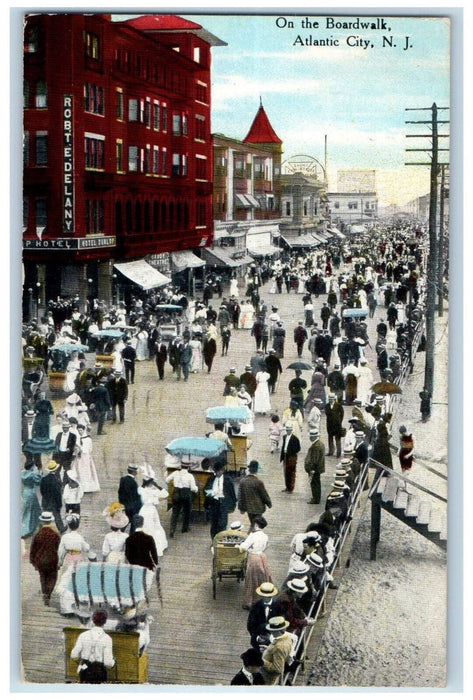 1910 On The Boardwalk Atlantic New Jersey NJ Antique Posted Postcard