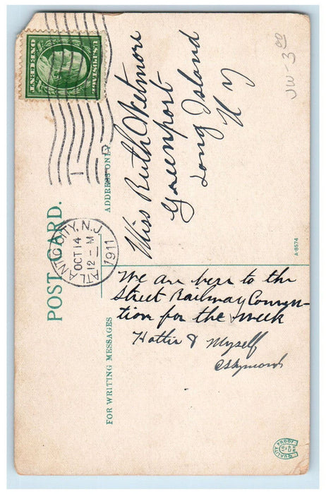 1911 Crowds Hotel Traymore Atlantic City New Jersey NJ Antique Posted Postcard