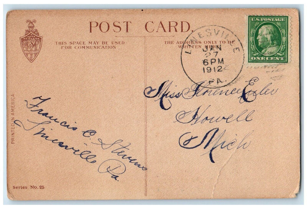 1912 Man Cheated Sack Of Coins Linesville Pennsylvania PA Antique Postcard