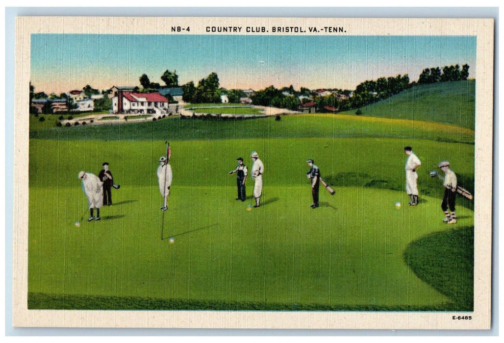 c1940 Country Club Golf Playing Bristol VA Tennessee TN Vintage Antique Postcard