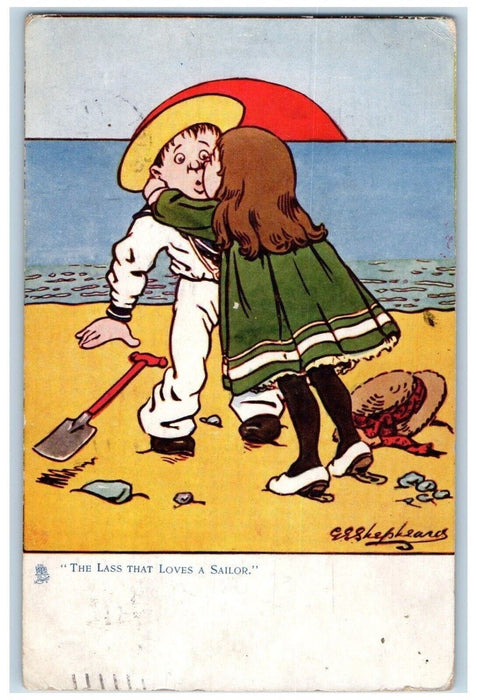 1905 Girl Kissing The Last That Loves A Sailor Tuck's Batavia NY Posted Postcard