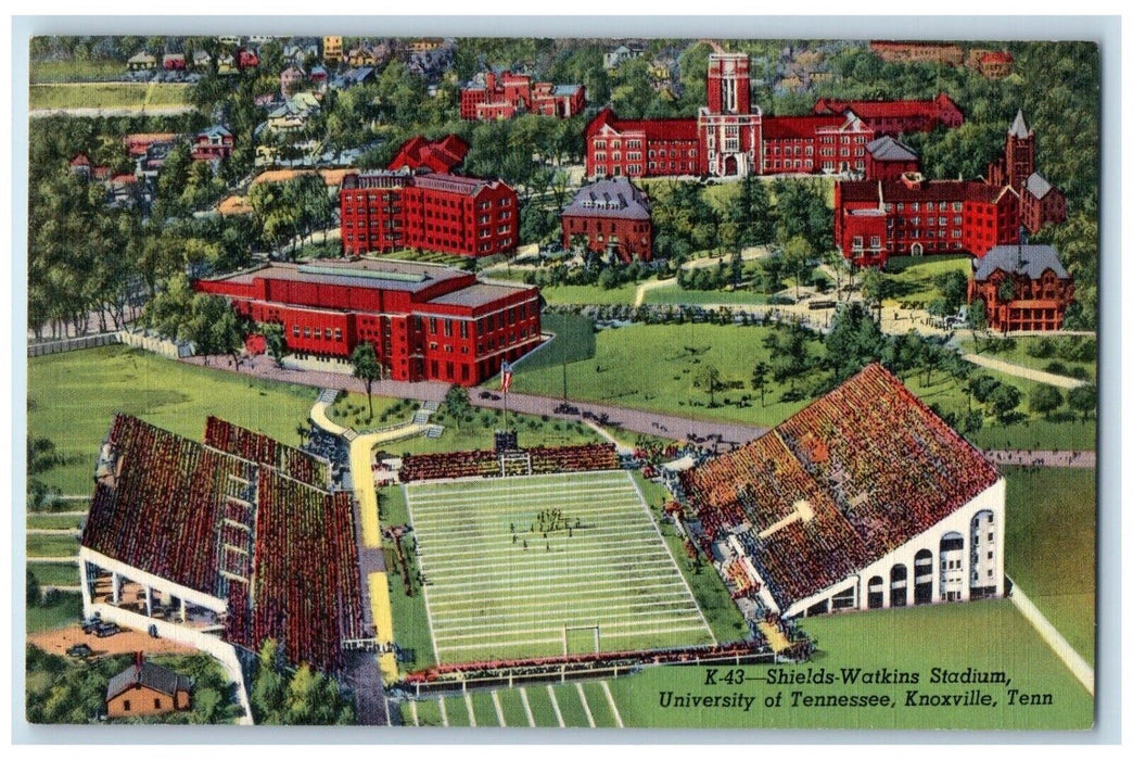1940 Aerial View Shields Watkins Stadium University Knoxville Tennessee Postcard