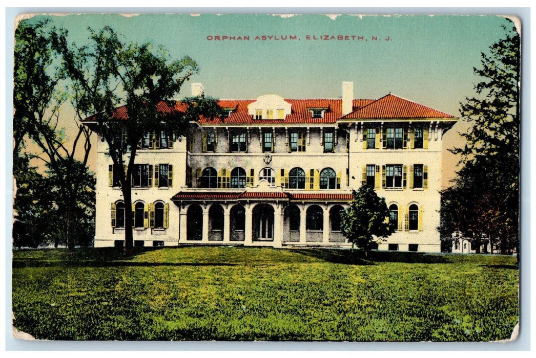 1919 Entrance to Orphan Asylum Elizabeth New Jersey NJ Posted Antique Postcard