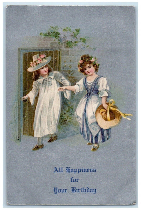 1909 Birthday Girls Flowers Hat Nash Hollidaysburg Pennsylvania PA Postcard