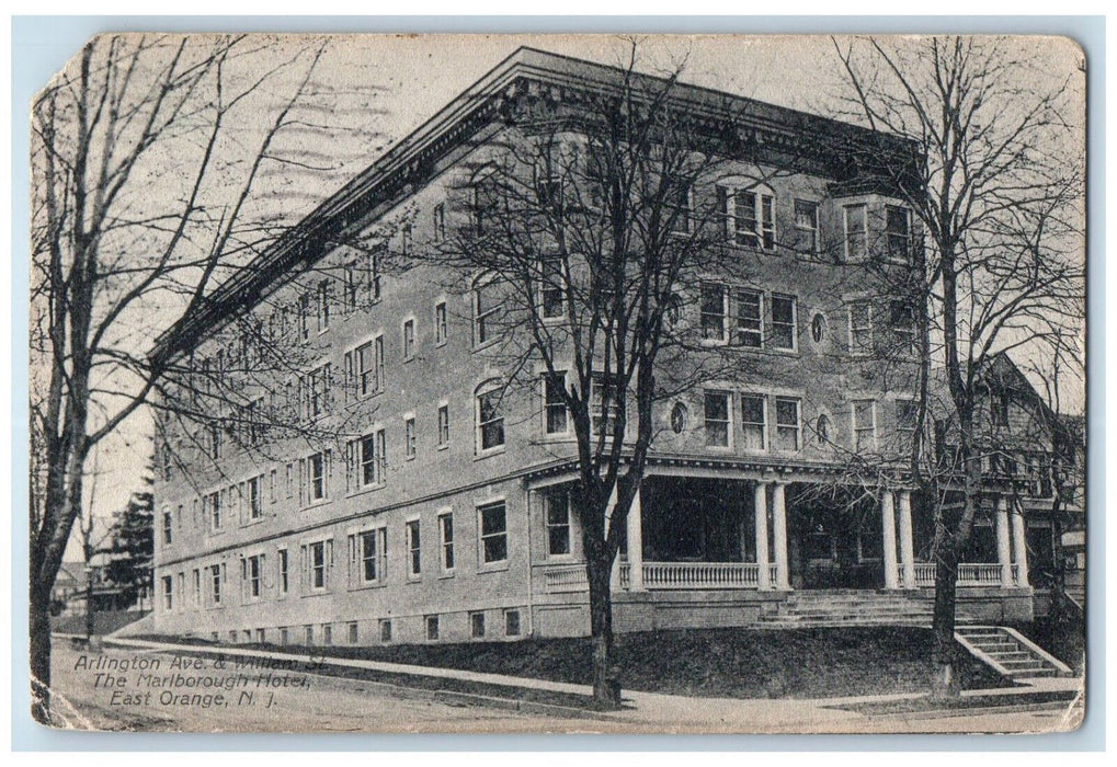 1911 Arlington Ave. & William Street Marlborough Hotel East Orange NJ Postcard