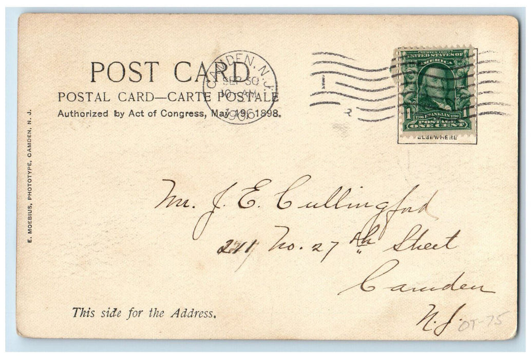1906 The New Camden County Court House New Jersey NJ Antique Posted Postcard
