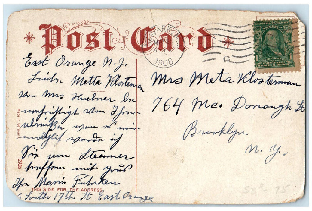 1908 First Baptist Church Hawthorne East Orange New Jersey NJ Antique Postcard