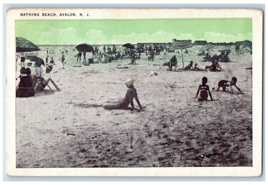 1948 Bathing Beach Avalon New Jersey NJ Vintage Keen's Drug Store Postcard