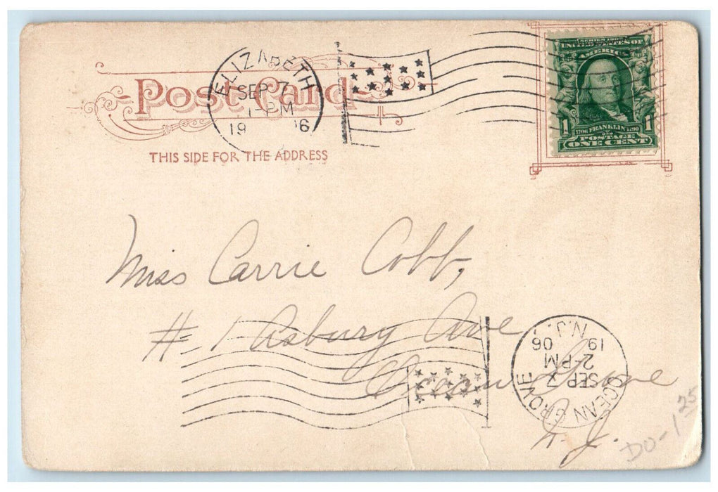 1906 Elizabeth General Hospital Elizabeth New Jersey NJ Antique Postard