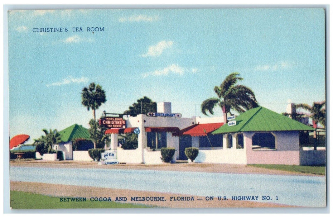 Christine's Tea Room Restaurant Between Cocoa And Melbourne Florida FL Postcard