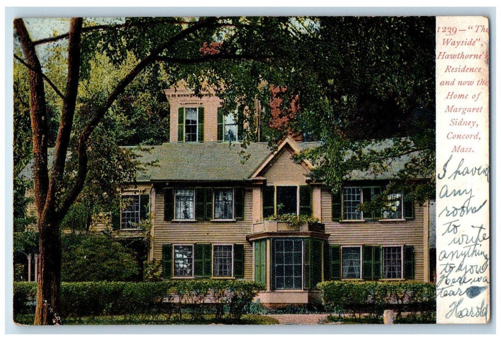 1908 The Wayside Hawthorne Residence Home Of Margaret Sidney Concord MA Postcard