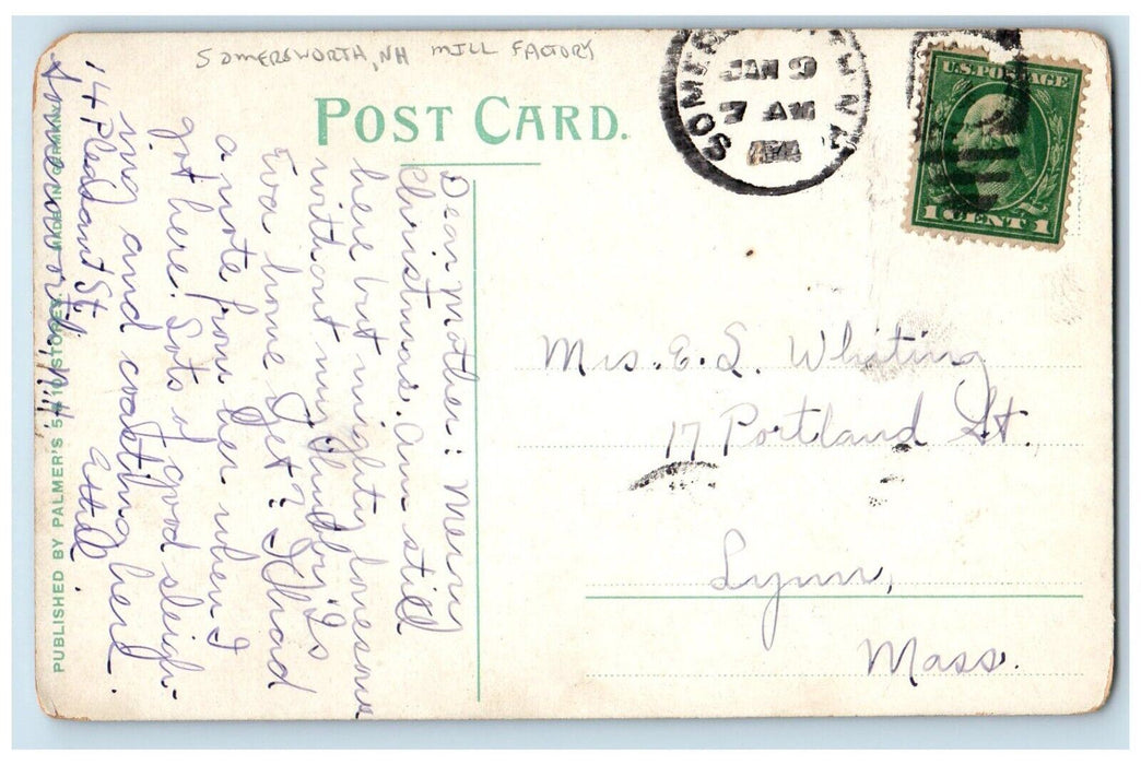 c1910's Mill Factory Building Somersworth New Hampshire NH Antique Postcard