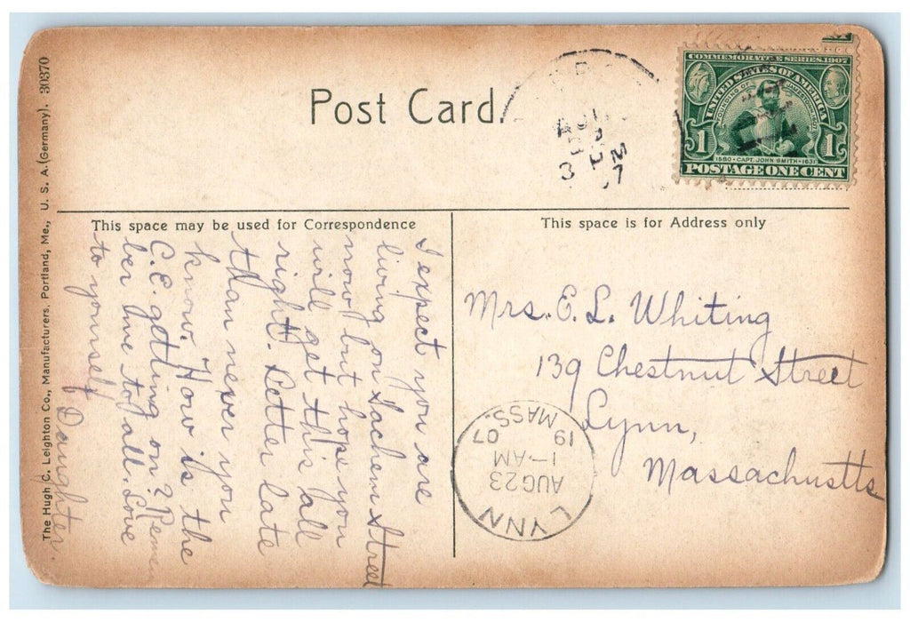 1907 Steamboat Landing Weirs New Hampshire NH, Lynn MA Posted Antique Postcard