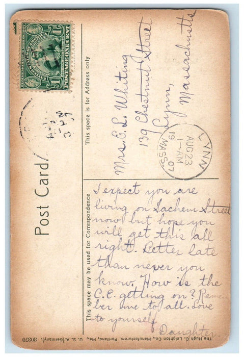 1907 Steamboat Landing Weirs New Hampshire NH, Lynn MA Posted Antique Postcard