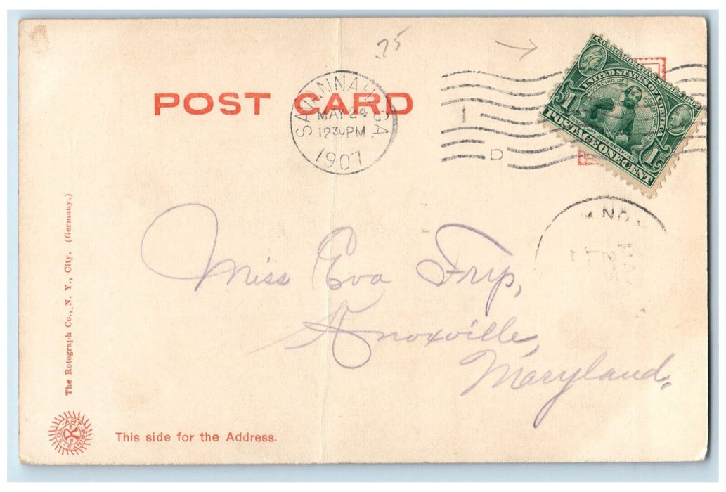 1907 Post Office Building Street View Savannah Georgia GA Antique Postcard