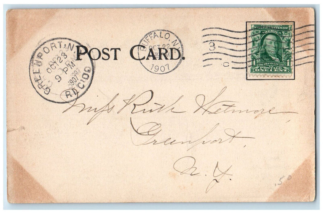 1907 Buffalo Morning Express Elk Street Market NY Dual View Antique Postcard