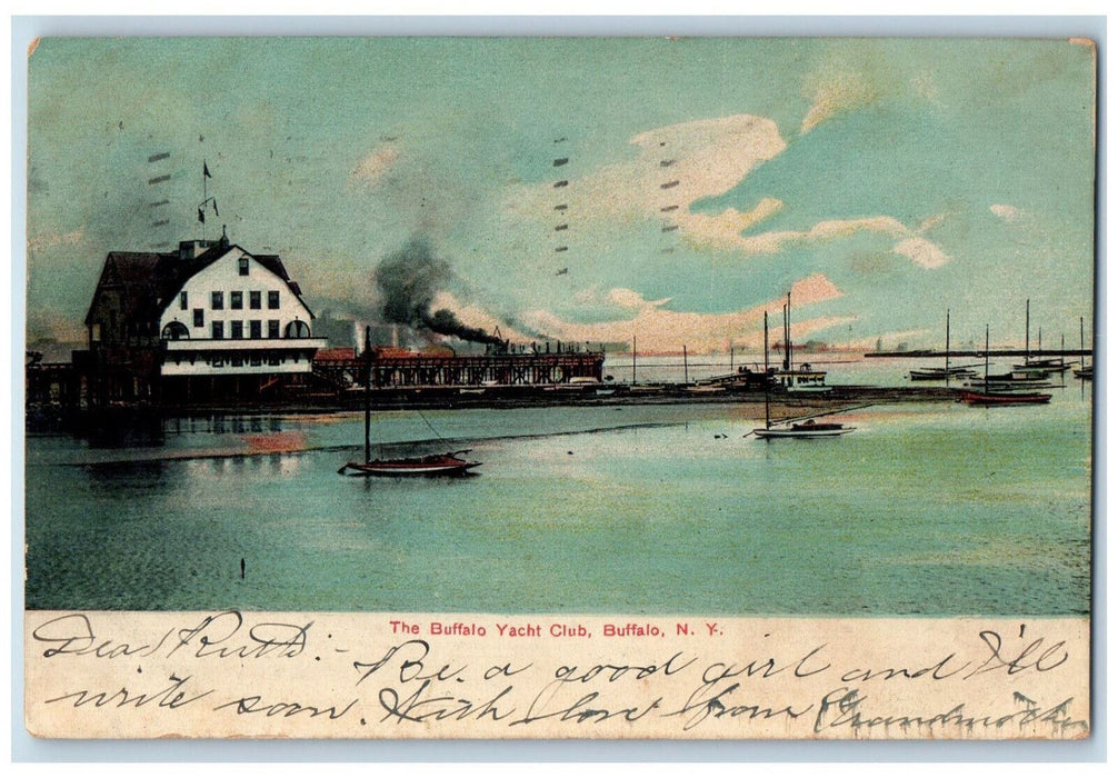 1909 The Buffalo Yacht Club New York NY, Boats Scene Antique Posted Postcard