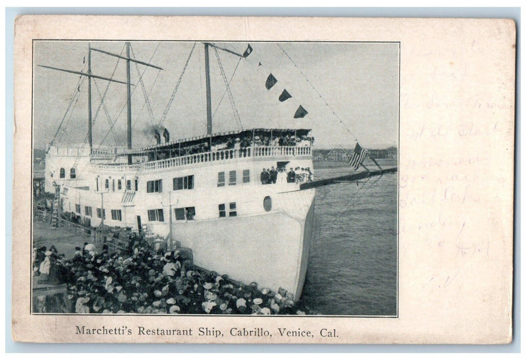 1905 Marchettis Restaurant Ship Cabrillo Exterior Venice California CA Postcard