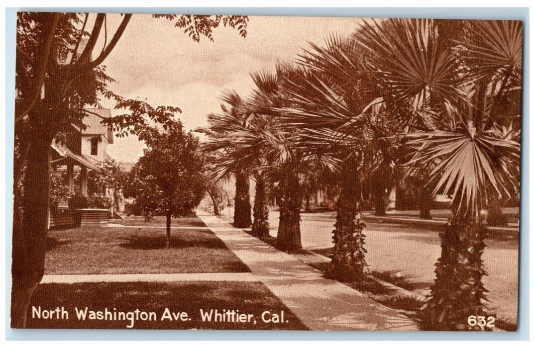 c1910 North Washington Ave. Street Road Exterior Whittier California CA Postcard