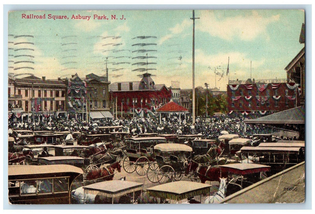 1911 Railroad Square Asbury Park New Jersey NJ Antique Posted Postcard