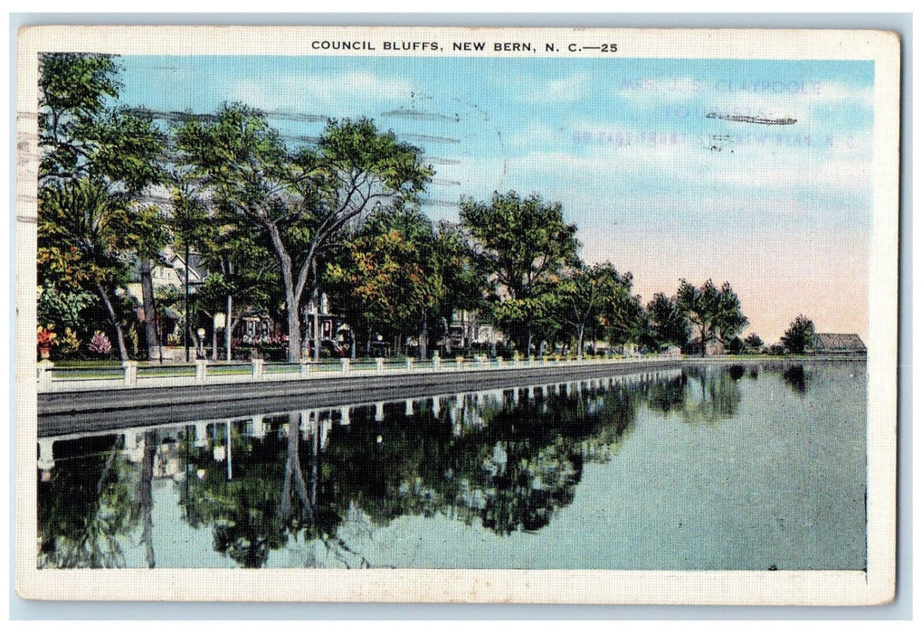 c1930's Council Bluffs New Bern North Carolina NC Vintage Posted Postcard