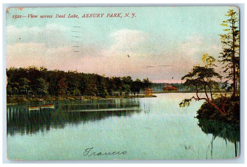 1907 View Across Deal Lake Asbury Park New Jersey NJ Antique Postcard