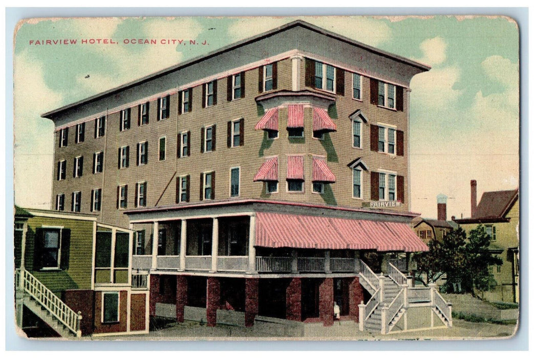 c1910 Fairview Hotel Ocean City New Jersey NJ Antique Unposted Postcard